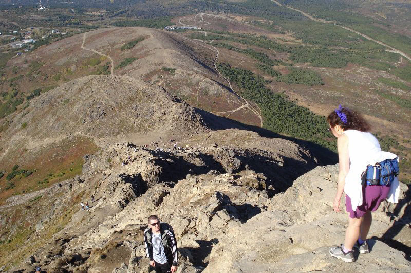 Hikers discuss what route to take - Headwall hike flattop Anchorage, Alaska